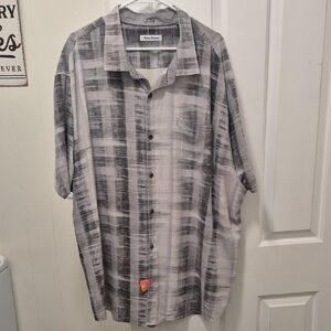 Tommy Bahama Black and White Brushed Plaid Camp Shirt MENS 3XL